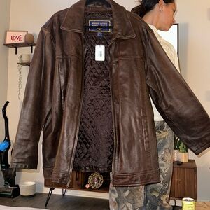 Vintage brown oversized leather jacket